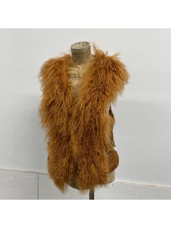 Jackets & Blazers - Vintage Deadstock Tan Brown Y2K Mongolian Lamb & Rabbit Fur Vest
